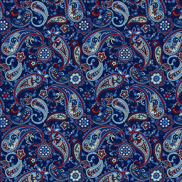 Paisley Navy - Priced by the 1/2 Yard - Liberty Hill by Color Principal for Henry Glass - 3186-77 Navy