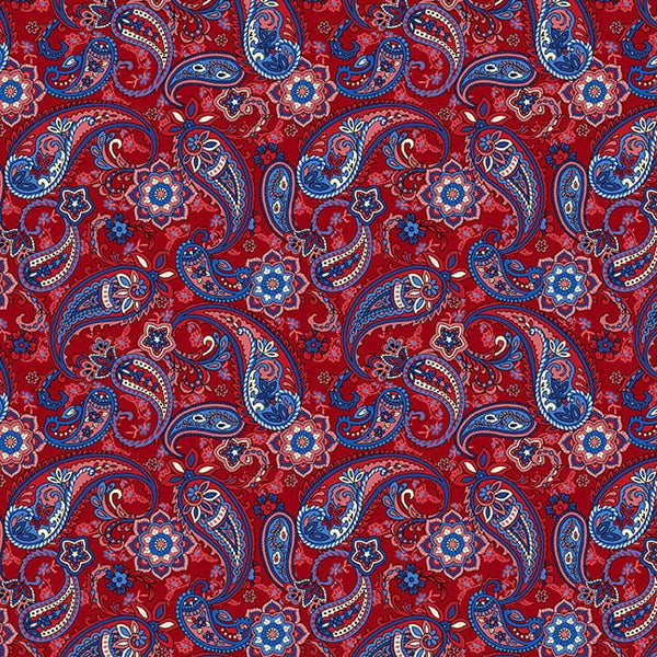 Paisley Red - Priced by the 1/2 Yard - Liberty Hill by Color Principal for Henry Glass - 3186-88 Red