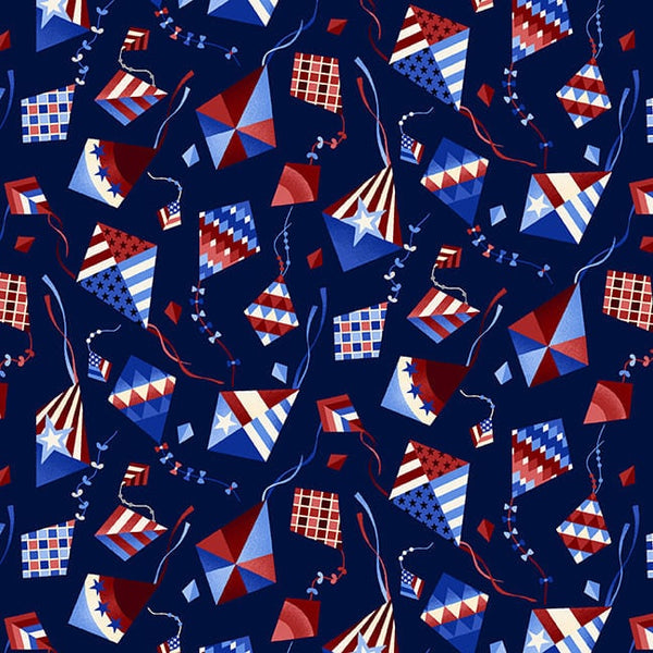 Liberty Hill Kites Navy - Priced by the 1/2 Yard - Liberty Hill by Color Principal for Henry Glass - 3188-77 Navy