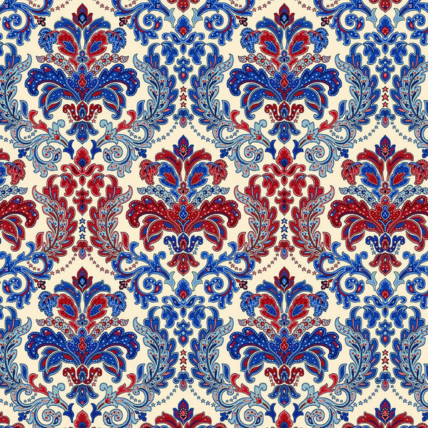 Liberty Hill Damask Cream - Priced by the 1/2 Yard - Liberty Hill by Color Principal for Henry Glass - 3187-44 Cream