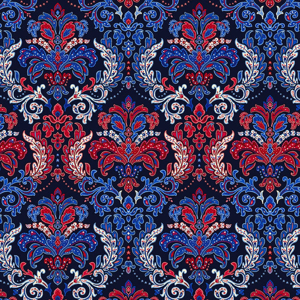 Liberty Hill Damask Navy - Priced by the 1/2 Yard - Liberty Hill by Color Principal for Henry Glass - 3187-77 Navy