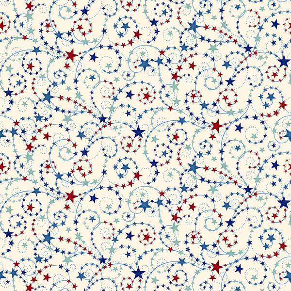 Liberty Hill Swirling Stars Cream - Priced by the 1/2 Yard - Liberty Hill by Color Principal for Henry Glass - 3190-44 Cream