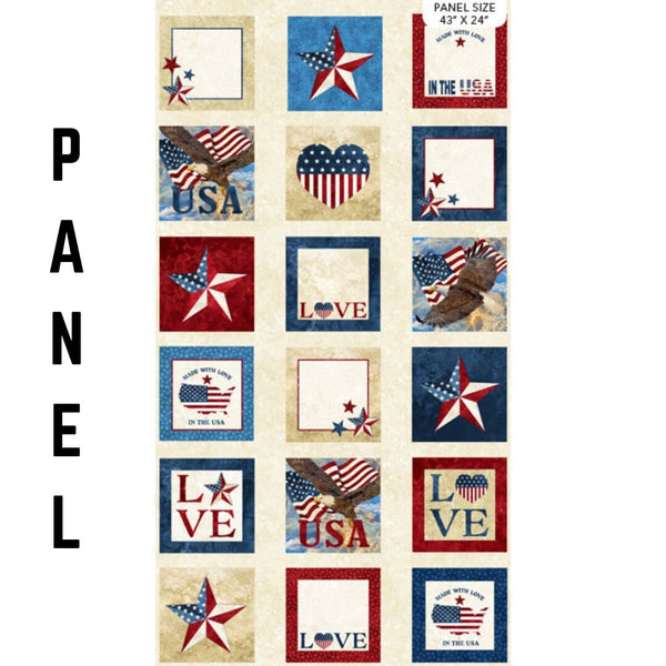 Label Panel Stars and Stripes 12 - Sold by 24" Repeat/Cut Continuous - Linda Ludovico for Northcott Fabrics - DP24283-12