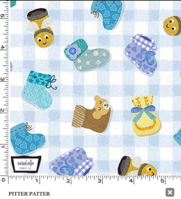 Pitter Patter Blue - Priced by the Half Yard/Cut Continuous - Baby Love by Tracy Cottingham for Michael Miller Fabrics - DC11587-BLUE