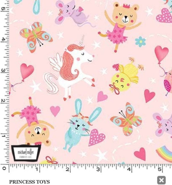 Princess Toys Pink - Priced by the Half Yard/Cut Continuous - Baby Love by Tracy Cottingham for Michael Miller Fabrics - DC11588-PINK