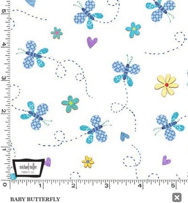 Baby Butterflies Sky Blue - Priced by the Half Yard/Cut Continuous - Baby Love by Tracy Cottingham for Michael Miller Fabrics - DC11592-SKYX