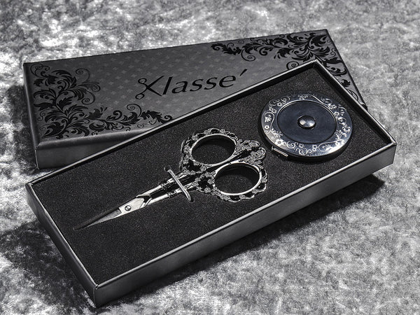 Klasse Black Embroidery Scissor and Tape Measure Gift Set