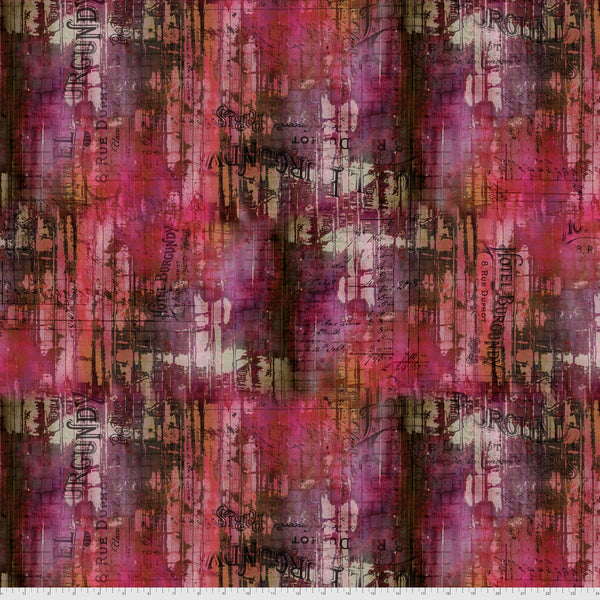 Hotel Burgandy - Abandoned 2 by Tim Holtz - Fabric By The Yard - 100% Cotton - Free Spirit Fabrics - PWTH145.VINEYARD