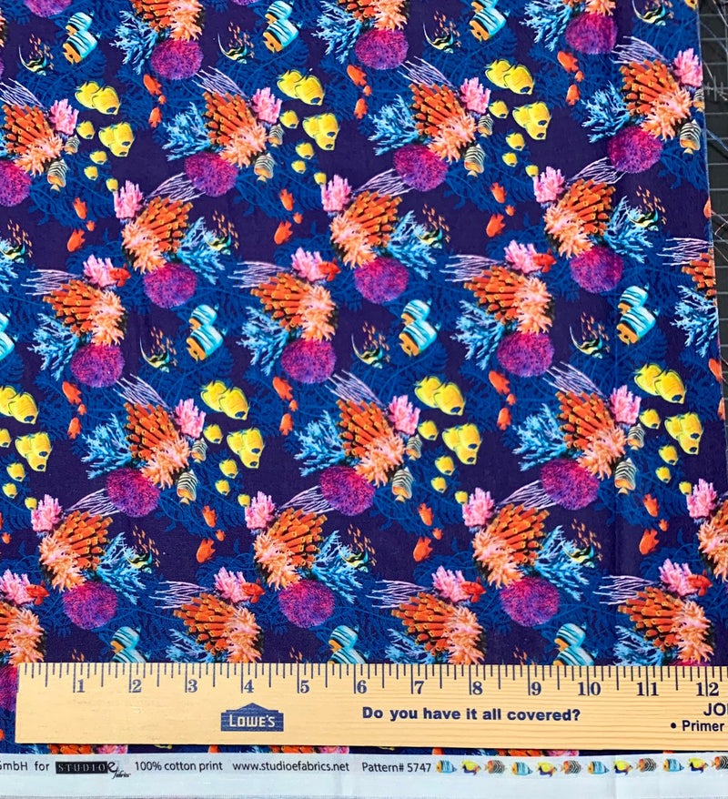 Coral Reef - Reef Life - Fabric By The Yard - 100% Cotton - Studio E Fabrics - 5747-77