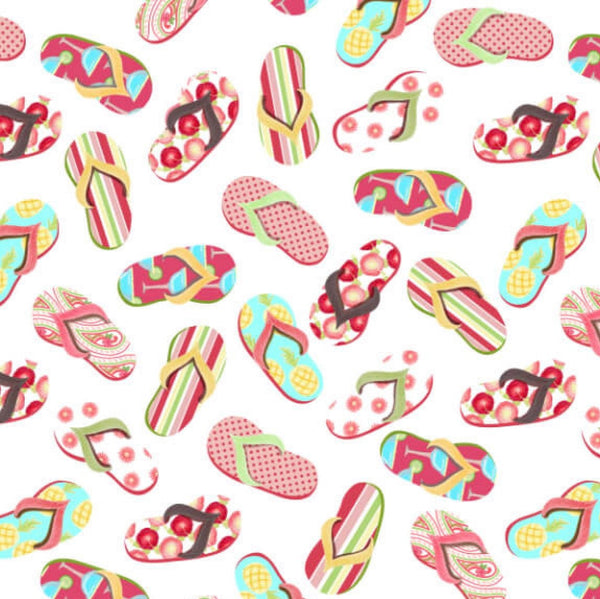 Flip Flops -Let’s Flamingle Collection - 100% Cotton - Blank Quilting - Fabric By The Yard - 1268-01