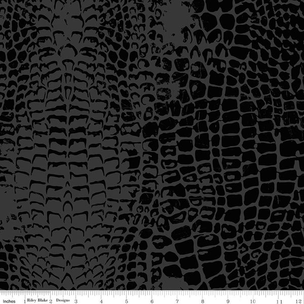 Black Crocodile Fabric - Animal Kingdom - Animal Print - 100% Cotton - Riley Blake Designs - Fabric by the Yard - C691-BLACK