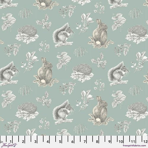 Squirrel & Hedgehog on Sky - William Sanderson for Free Spirit Fabrics - 100% Quilt Shop Quality Cotton 