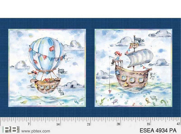 Enchanted Seas Pirates Pillow Panel - Sillier Than Sally Designs for P&B Textiles - 100% Cotton