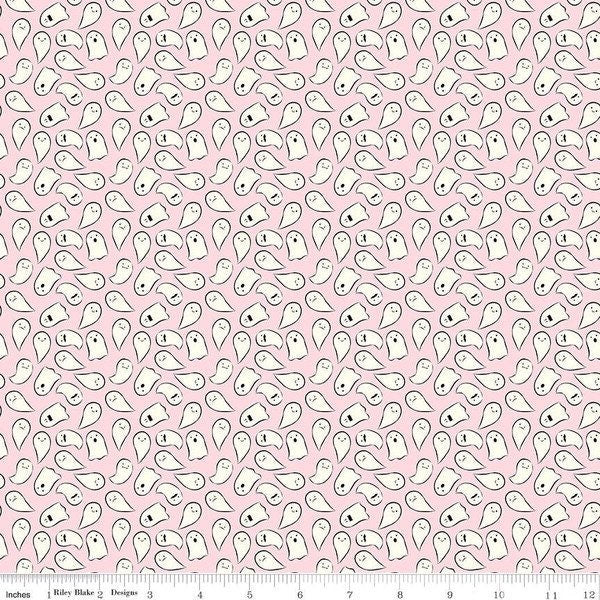 Spooky Schoolhouse Ghosts Pink - Melissa Mortenson for Riley Blake Designs - 100% Cotton - C13205-Pink