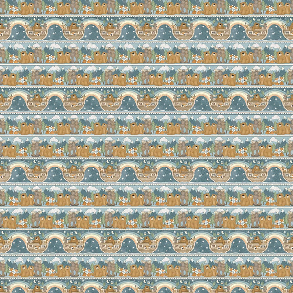 Noah's Ark Animal Stripe - Sold by the Half Yard - Dream Big Little One - Shelley Comiskey for Henry Glass Fabrics - Q912-11