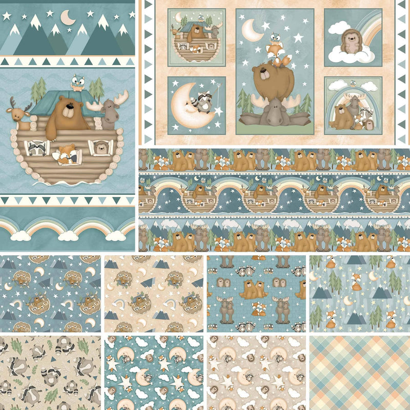 Tossed Arks in Blue - Sold by the Half Yard - Dream Big Little One - Shelley Comiskey for Henry Glass Fabrics - Q906-11