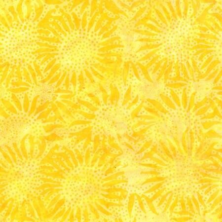 Sun Yellow Sunflowers Batik - Sold by the Half Yard - Hoffman Fabrics - 884H-149