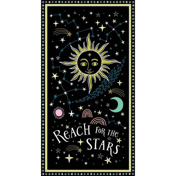 Reach for the Stars 24" Panel - Glow in the Dark - Starry Night by Miriam Dornemann - Michael Miller Fabrics - DG11097-BLAC