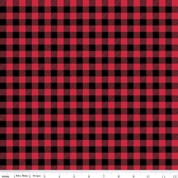 Buffalo Check Black/Red Flannel - Sold by the Half Yard - Double Brushed 2-ply Flannel - Echo Park Paper Co - F13908-BLACKRED