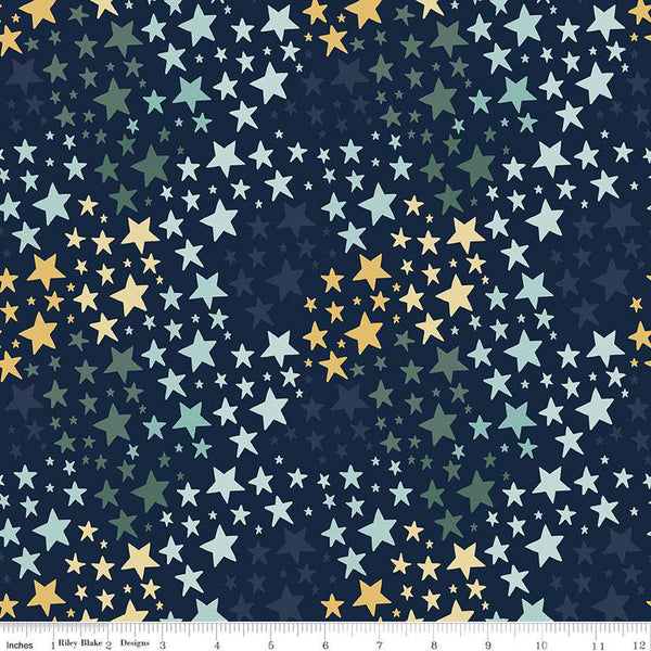It's a Boy Stars on Navy Flannel - Sold by the Half Yard - Double Brushed 2-ply Flannel - Echo Park Paper Co - F13904-NAVY