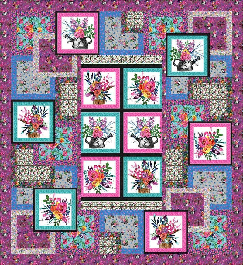 GardenScape Quilt Kit featuring fabric from Rathenart - 66" x 72"