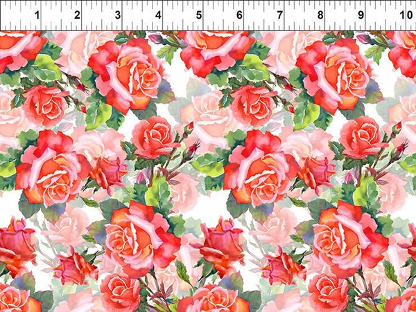Decoupage Roses - Priced by the Half Yard - Jason Yenter for In The Beginning fabrics - 7DC1 Red