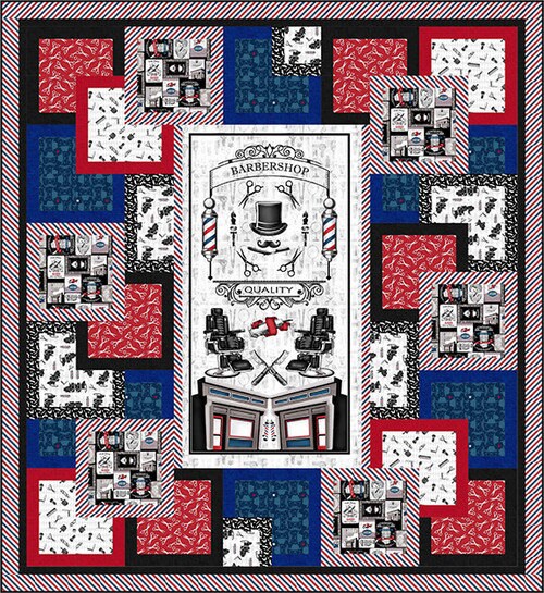 The Barber Shop Quilt KIT - 66" x 72" - Hipster by Rodrigo Pontes - Pattern by The Quilter's Clinic