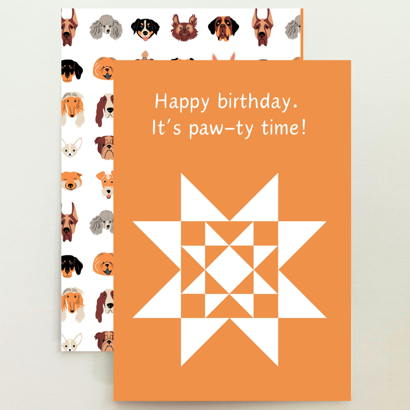 Quilt Star Dogs Birthday Card