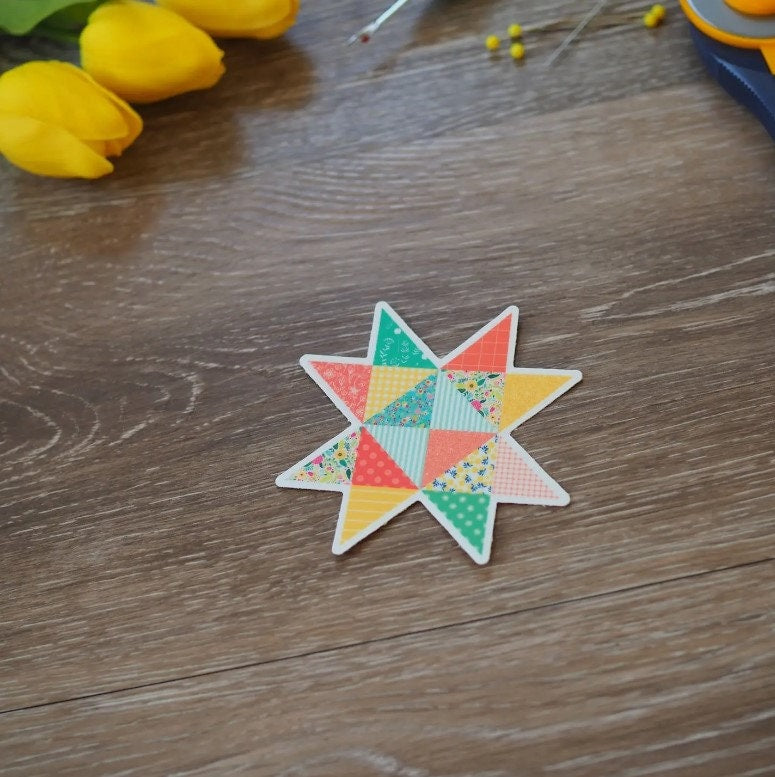 3 x 3 Quilt Star Vinyl Sticker - Grace & Piece Co. - STPAT001