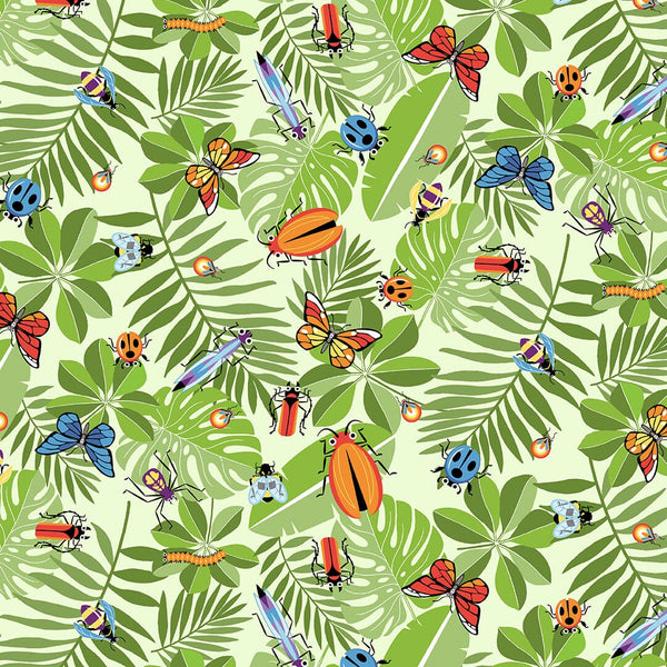 Allover Leaves and Bugs - Priced by the 1/2 Yard - Bug, Bug, Bug - Tim Read for Henry Glass Fabrics - 3260-66