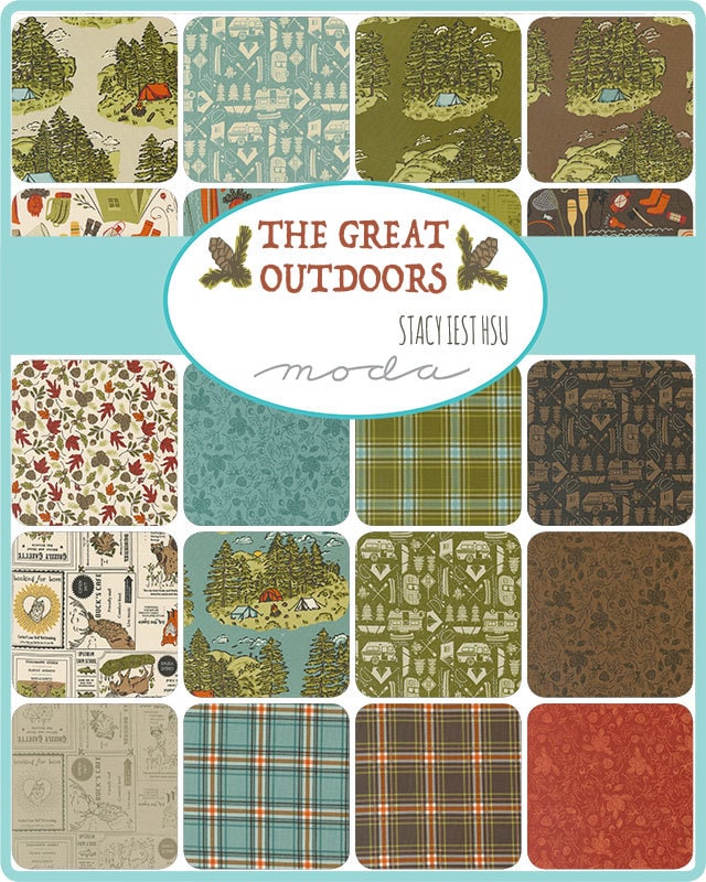 Paddling Bears Quilt Kit - 64" x 70" - Pattern by Coach House Designs - Fabric The Great Outdoors by Stacey Iest Hsu for Moda Fabrics