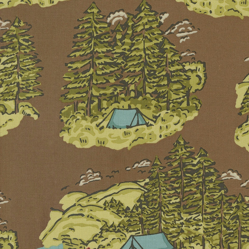 Vintage Camping Landscape Soil - Priced by the Half Yard - The Great Outdoors by Stacey Iest Hsu for Moda Fabrics - 20880 20