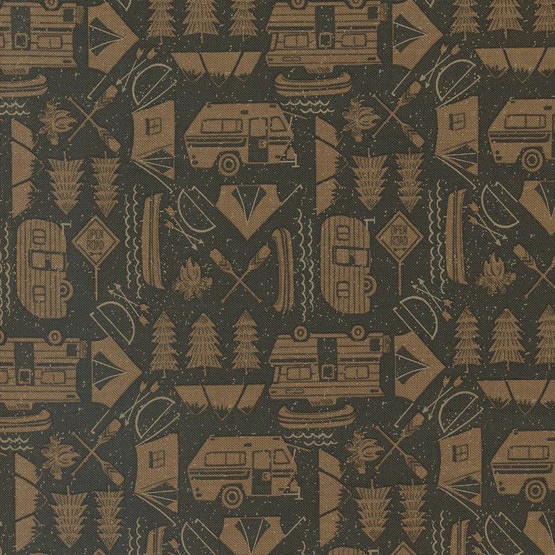 Open Road Cabin (dark brown) - Priced by the Half Yard - The Great Outdoors by Stacey Iest Hsu for Moda Fabrics - 20884 22