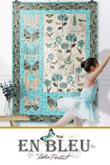 Floral Flitter Quilt Kit featuring En Bleu from Clothworks - 45" x 63"