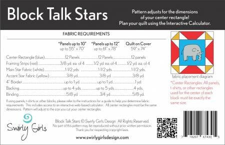 Block Talk Stars Quilt Pattern by Swirly Girls - Mult Sizes - SGD070