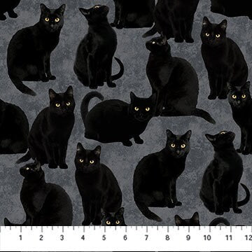 Hallow's Eve Black Cats - Priced by the Half Yard/Cut Continuous - Cerrito Creek for Northcott Fabrics - 27087-98