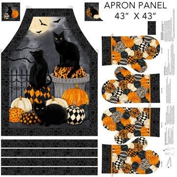 Hallow's Eve Apron and Oven Mitt Panel - Priced by the Panel - Cerrito Creek for Northcott Fabrics - DP27081-99