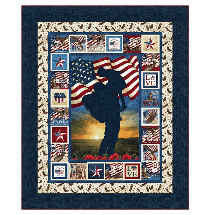Blocks Stars and Stripes 12 - Sold by 24" Repeat - Linda Ludovico for Northcott Fabrics - 27011-49