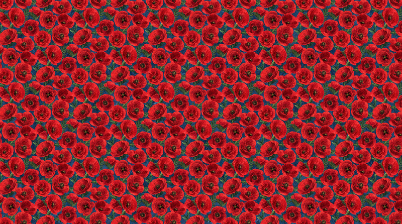 Poppies Stars and Stripes 12 - Priced by the Half Yard/Cut Continuous - Linda Ludovico for Northcott Fabrics - 27012-49