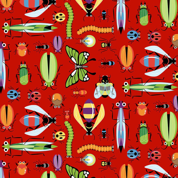 Big Bugs Red - Priced by the 1/2 Yard - Bug, Bug, Bug - Tim Read for Henry Glass Fabrics - 3254-88