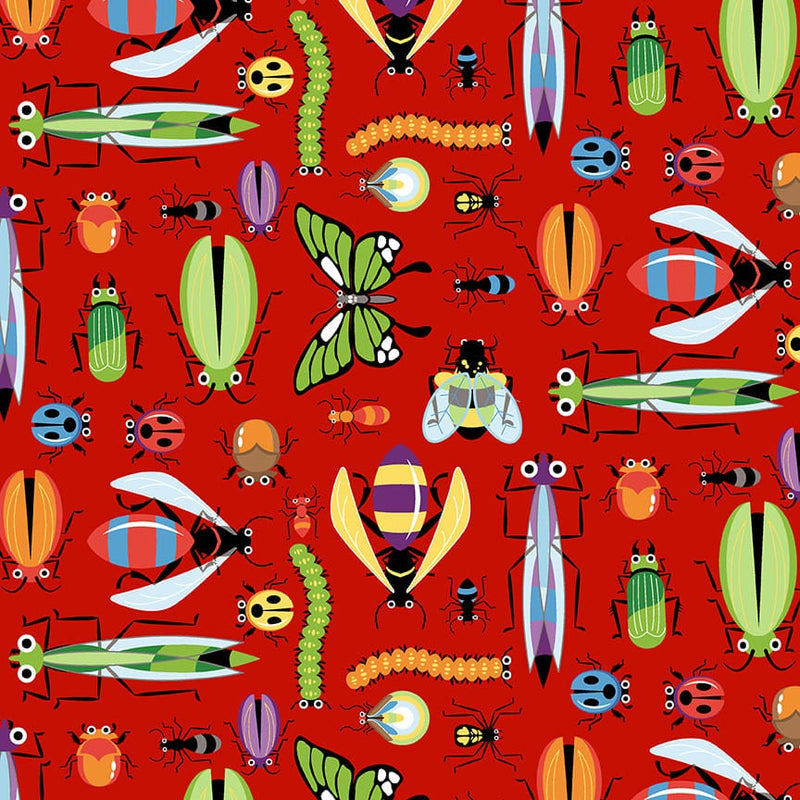 Big Bugs Red - Priced by the 1/2 Yard - Bug, Bug, Bug - Tim Read for Henry Glass Fabrics - 3254-88
