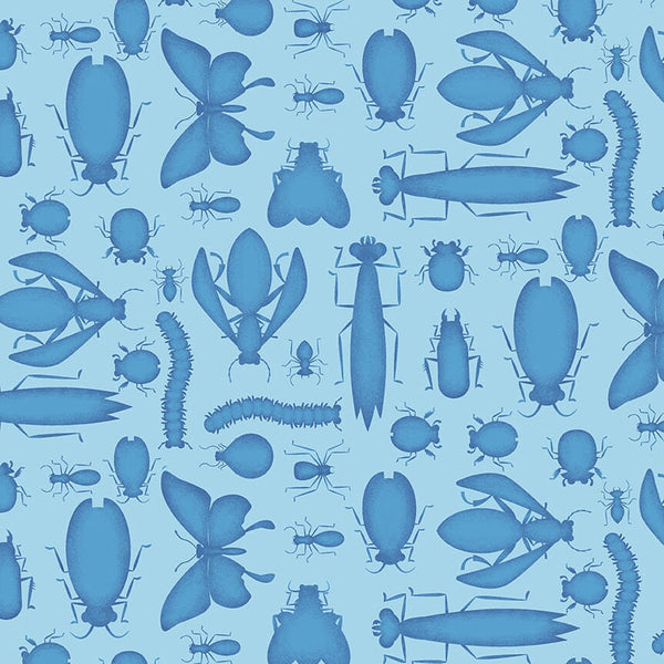 Monotone Bugs Light Blue - Priced by the 1/2 Yard - Bug, Bug, Bug - Tim Read for Henry Glass Fabrics - 3256-17