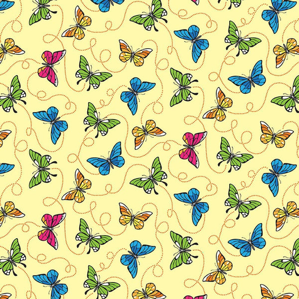 Butterflies Yellow - Priced by the 1/2 Yard - Bug, Bug, Bug - Tim Read for Henry Glass Fabrics - 3257-33