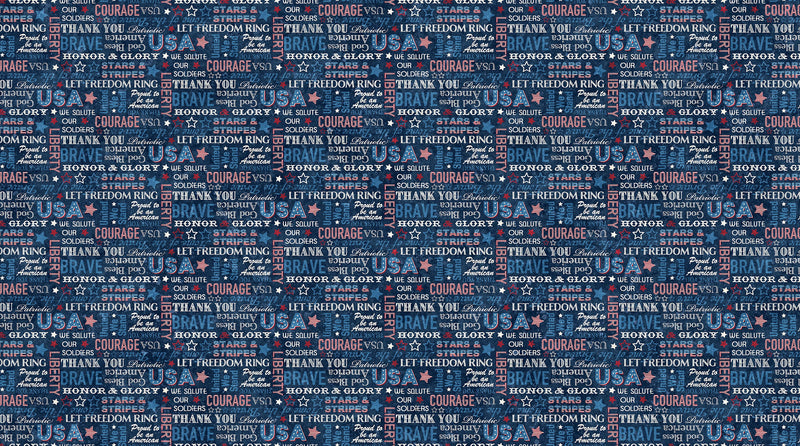 Patriotic Words Stars and Stripes 12 - Priced by the Half Yard/Cut Continuous - Linda Ludovico for Northcott Fabrics - 27014-49