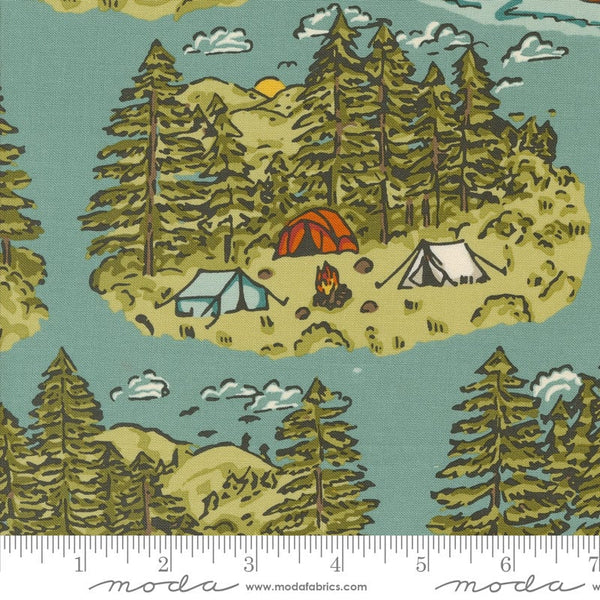 Vintage Camping Landscape Sky - Priced by the Half Yard - The Great Outdoors by Stacey Iest Hsu for Moda Fabrics - 20880 18