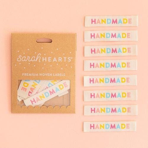 Colorful Handmade - Sew in Labels - Set of 8 - Sarah Hearts - LP101