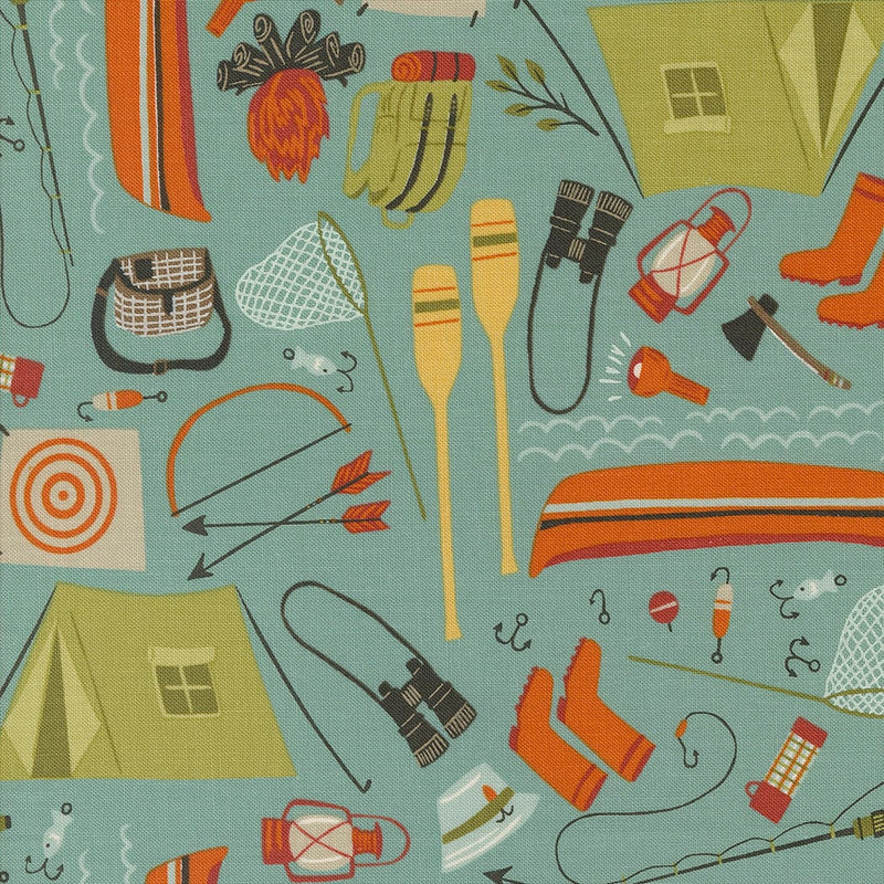 Camping Gear Sky - Priced by the Half Yard - The Great Outdoors by Stacey Iest Hsu for Moda Fabrics - 20882 18