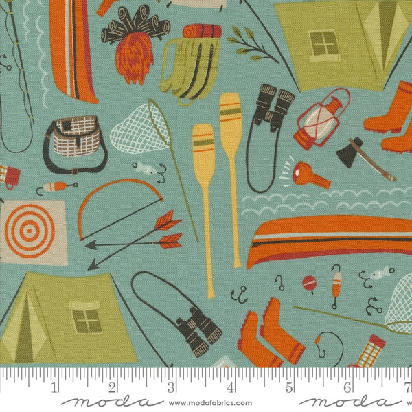 Camping Gear Sky - Priced by the Half Yard - The Great Outdoors by Stacey Iest Hsu for Moda Fabrics - 20882 18