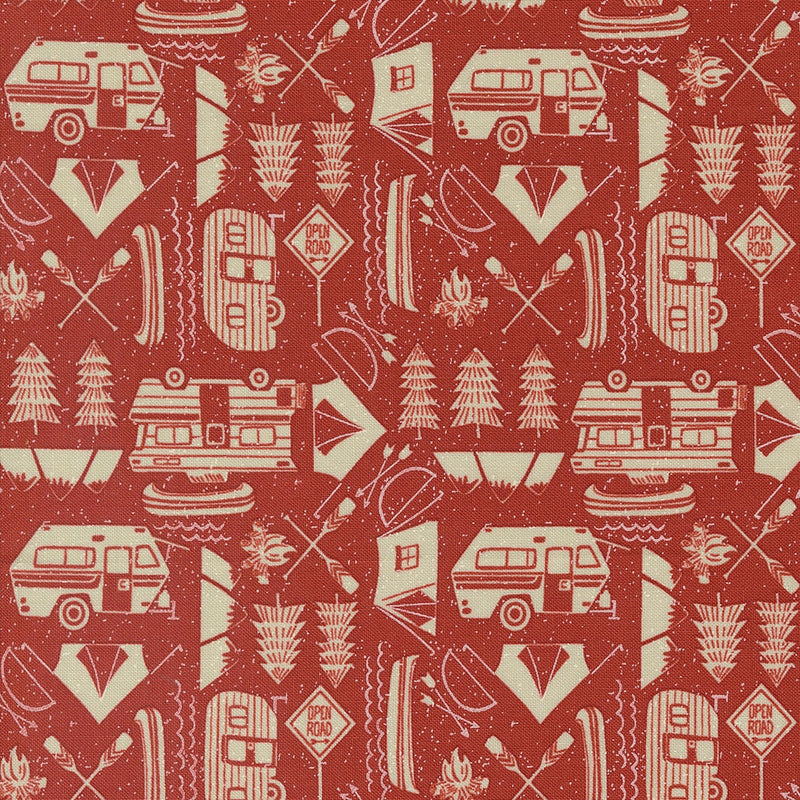 Open Road Fire (red) - Priced by the Half Yard - The Great Outdoors by Stacey Iest Hsu for Moda Fabrics - 20884 15