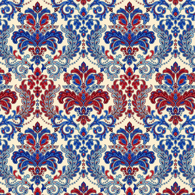 Liberty Hill Damask Cream - Priced by the 1/2 Yard - Liberty Hill by Color Principal for Henry Glass - 3187-44 Cream